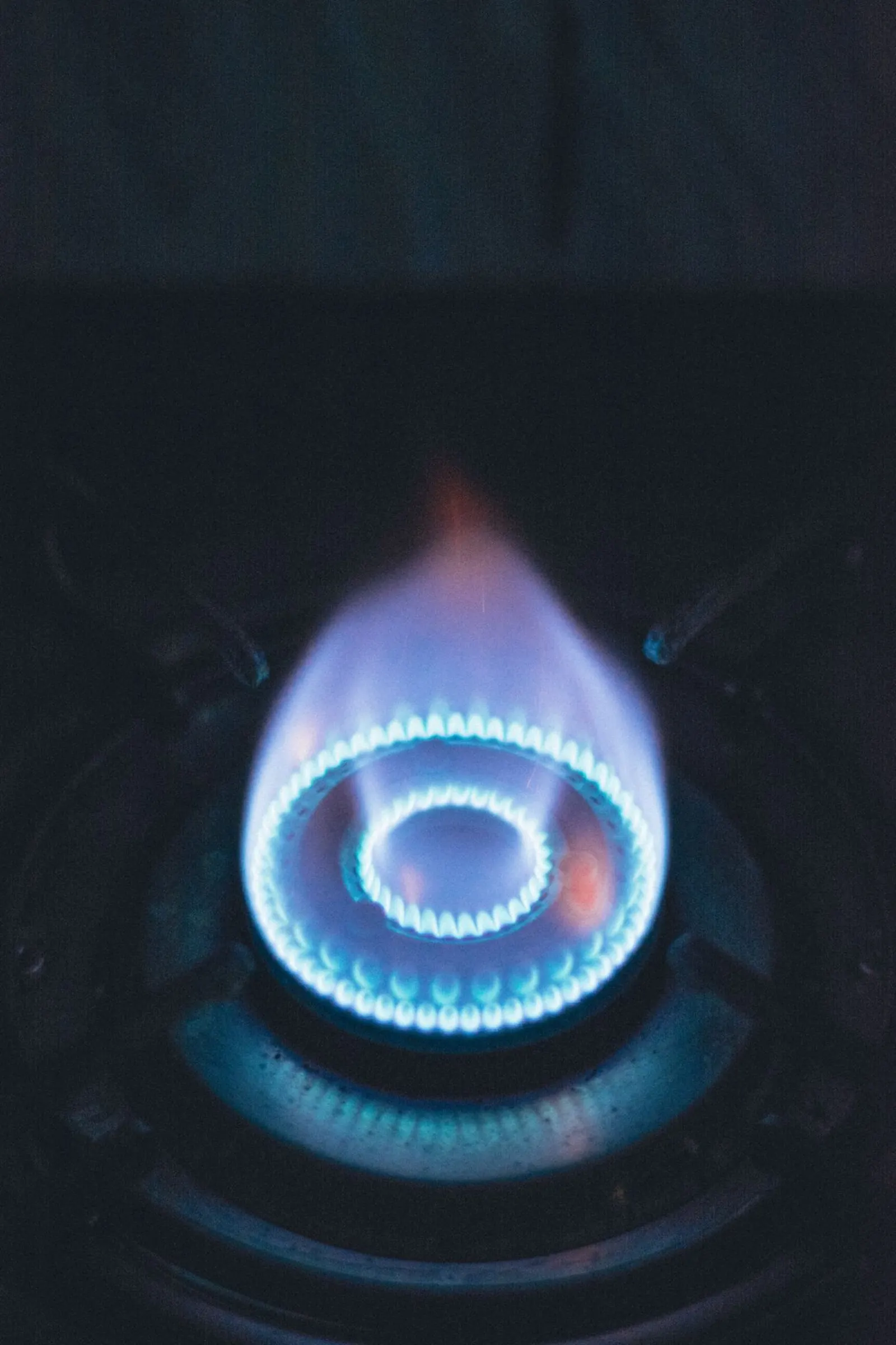 Blue flame from a gas burner